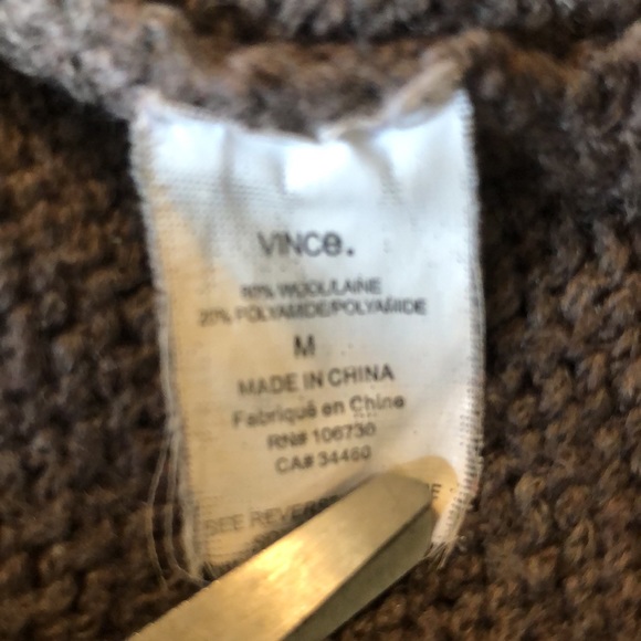 VINCE Size Medium Wool blend Open-Front Cardigan Cuff Short-Sleeve Sweater Wool - Picture 10 of 16